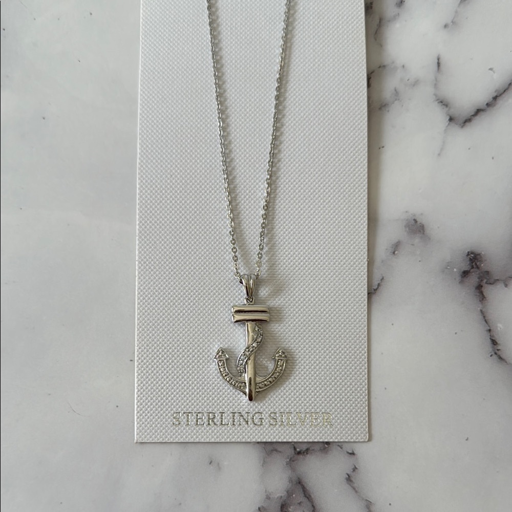 Elegant Sterling Silver Anchor Pendant Necklace